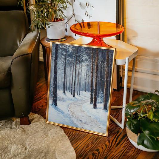 Winter Forest Pathway Canvas - Serene Nature Art - Gallery Canvas image 13