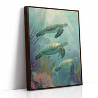 Sea Turtles Dance Through Aquamarine