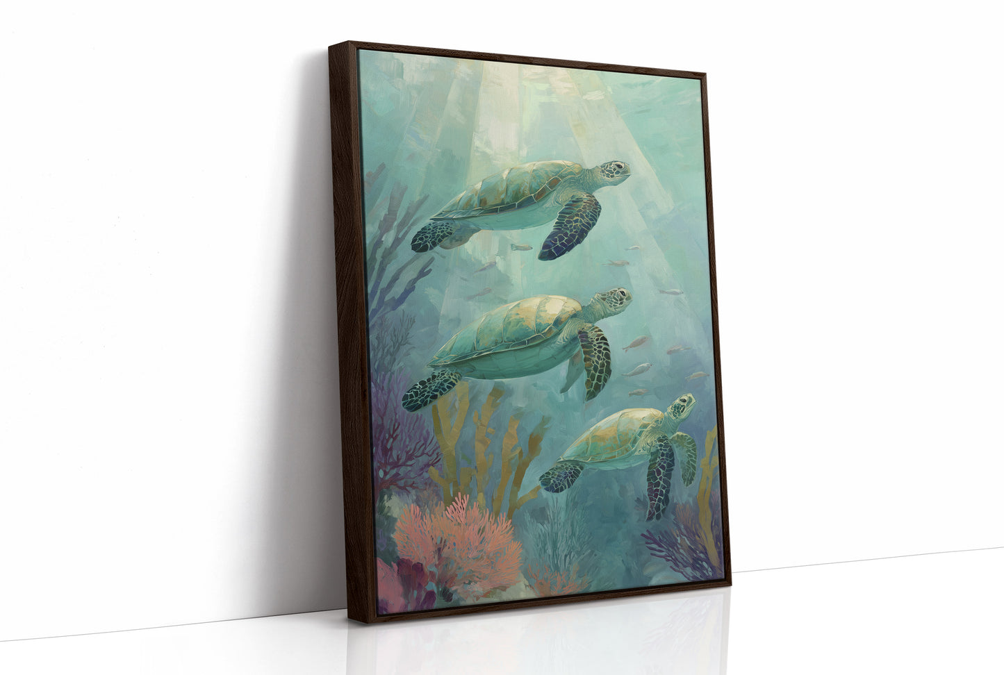 Sea Turtles Dance Through Aquamarine