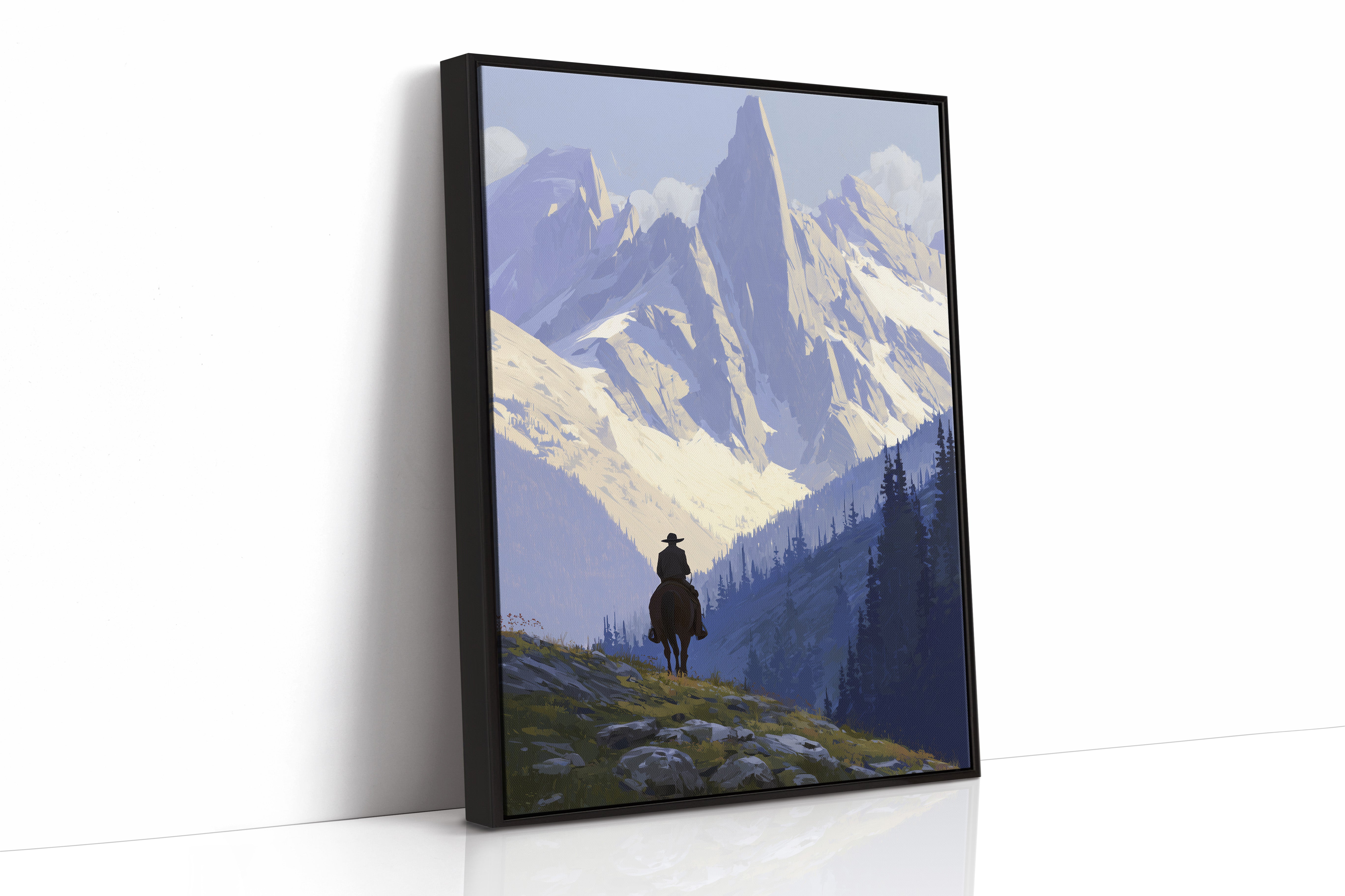 Solitary Wanderer Beneath Violet Peaks
