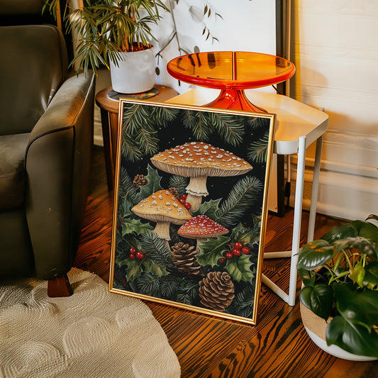 Enchanted Mushroom Forest Print - Woodland Holiday Decor - Gallery Canvas image 4