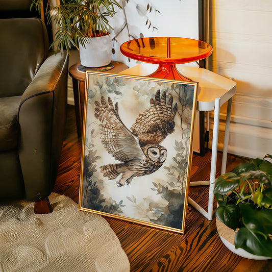 Majestic Owl Watercolor Print - Nature Wildlife Art - Gallery Canvas image 2