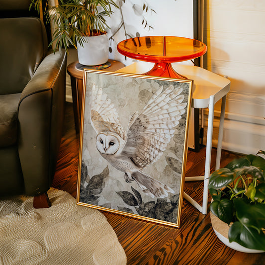 Barn Owl Watercolor Art Print - Nature Wildlife Decor - Gallery Canvas image 1