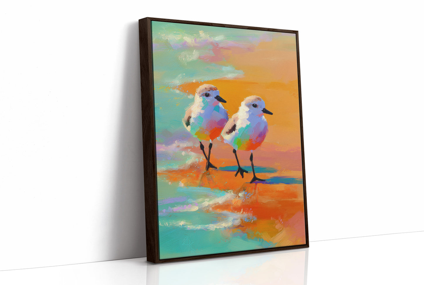 Pastel Shorebirds Walk Together