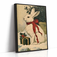 Oil-Painted Bunny with Red Ribbon