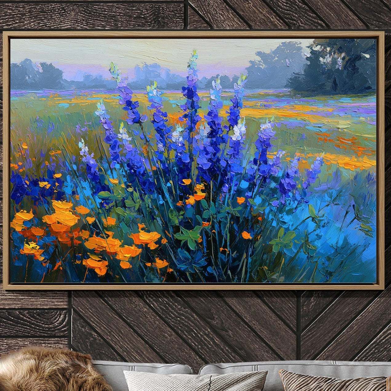 Delphiniums Dance With Golden Poppies