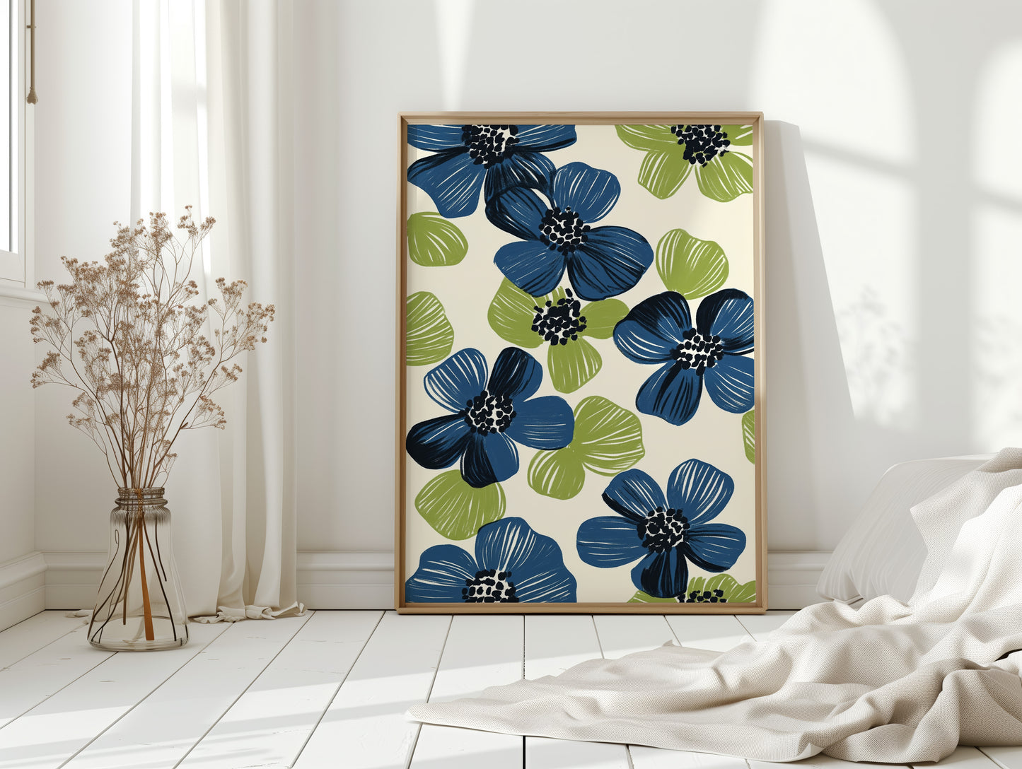 Summer Blossoms Drift In Navy