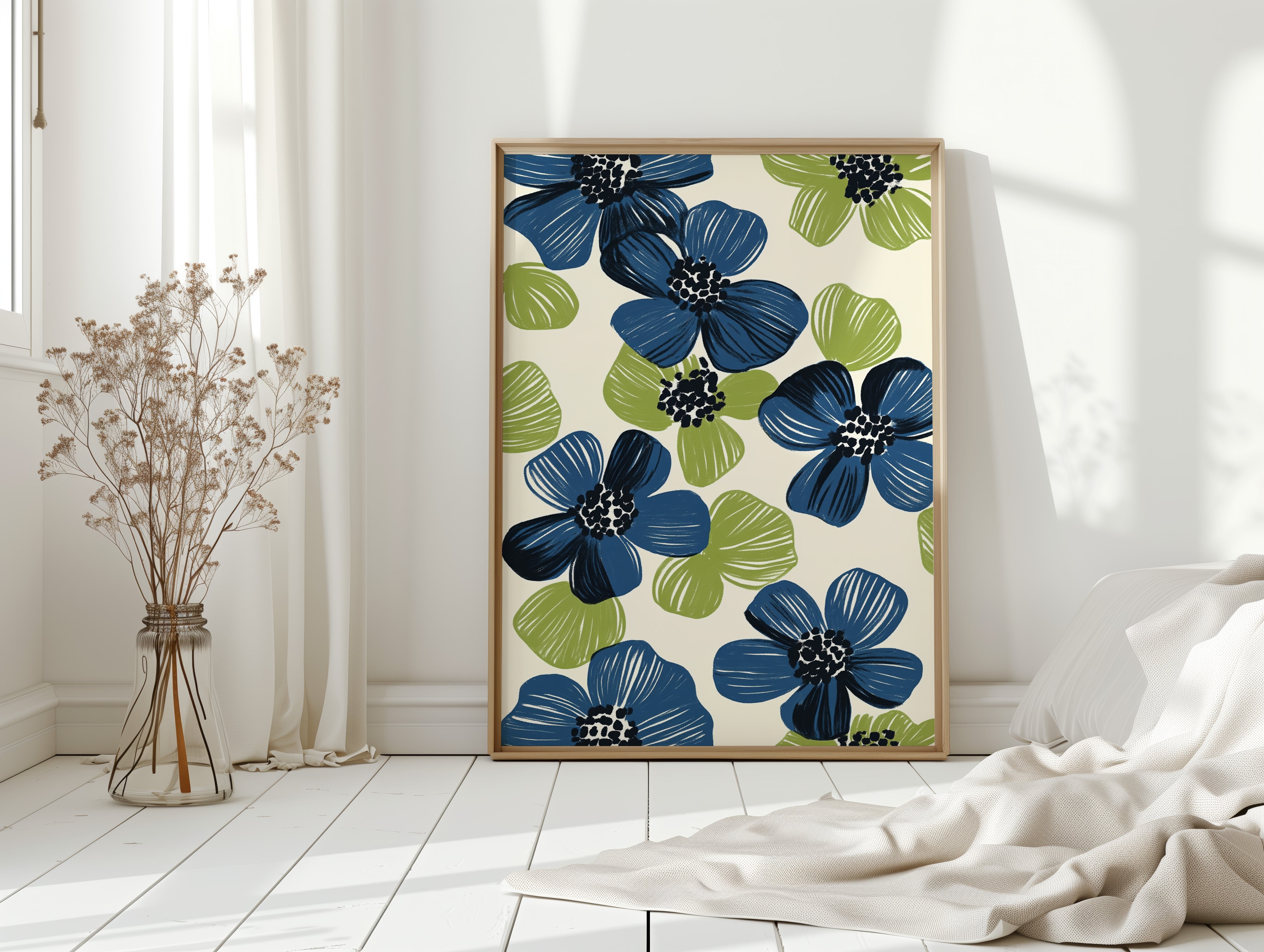 Summer Blossoms Drift In Navy