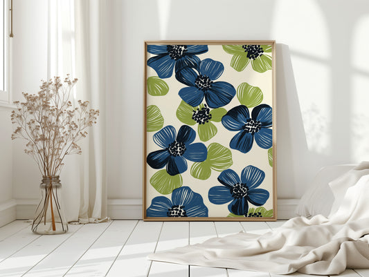 Summer Blossoms Drift In Navy