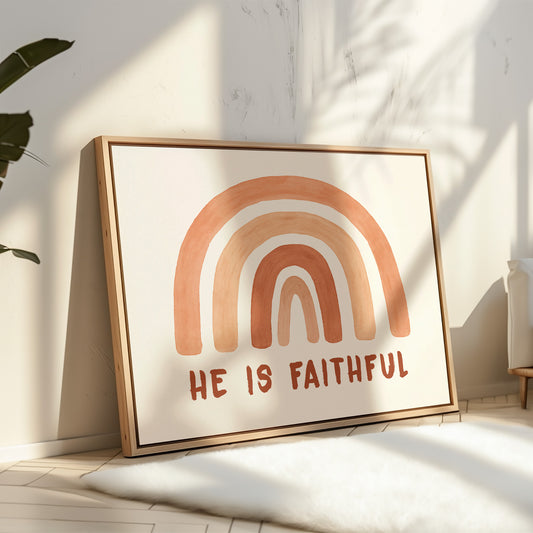 He Is Faithful Boho Rainbow