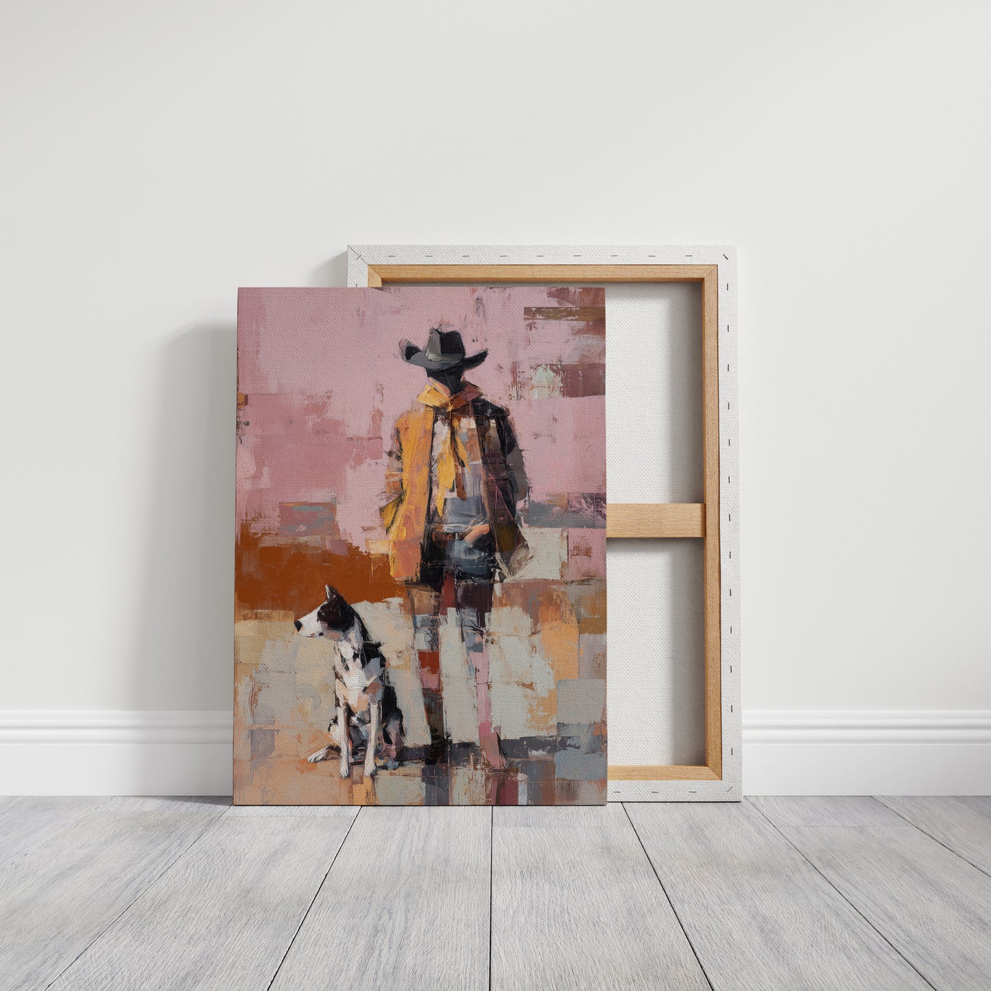 Cowboy Stands With Patient Dog