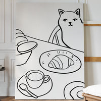 Morning Croissants Tempt Curious Cat