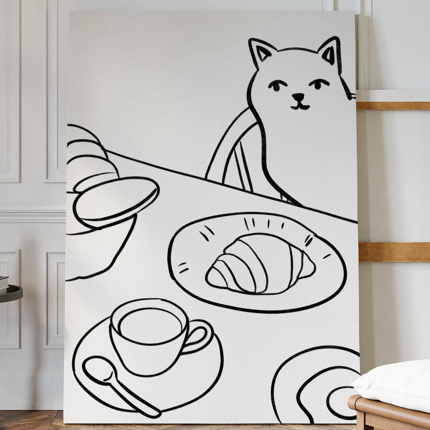 Morning Croissants Tempt Curious Cat
