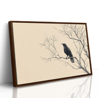 Raven Perches On Winter Branches