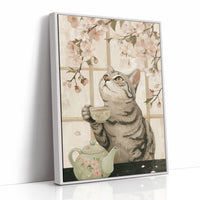 Cherry Blossom Tea With Curious Cat