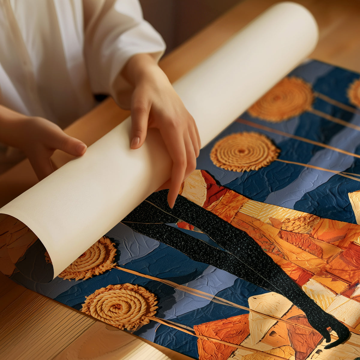 African Village Textile Collage