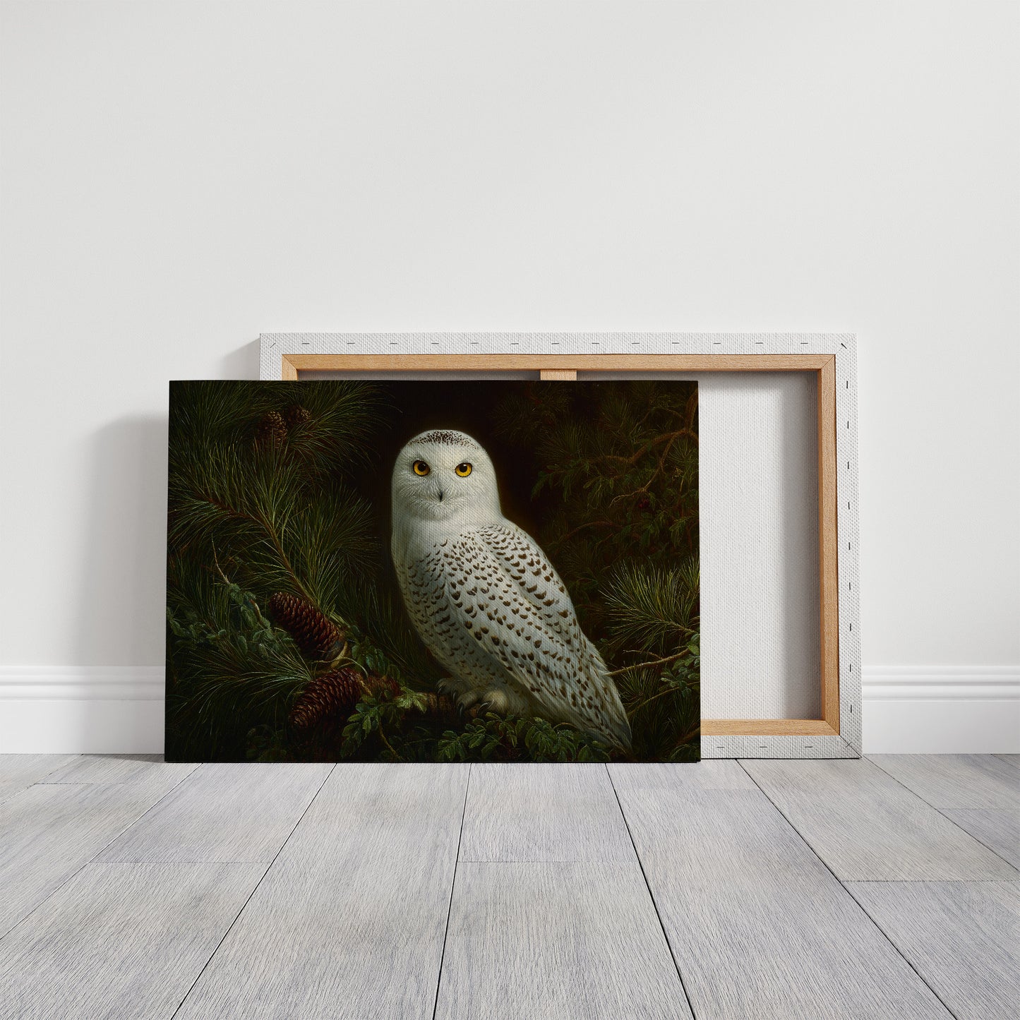 Arctic Sentinel Among Pine Boughs