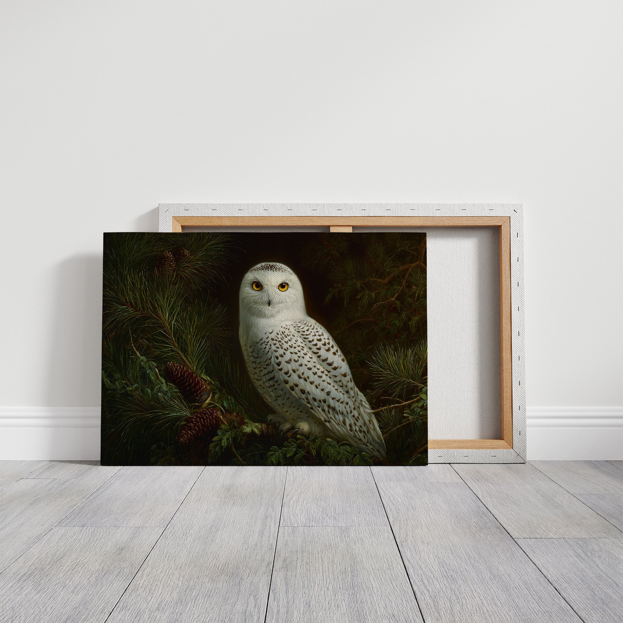 Arctic Sentinel Among Pine Boughs