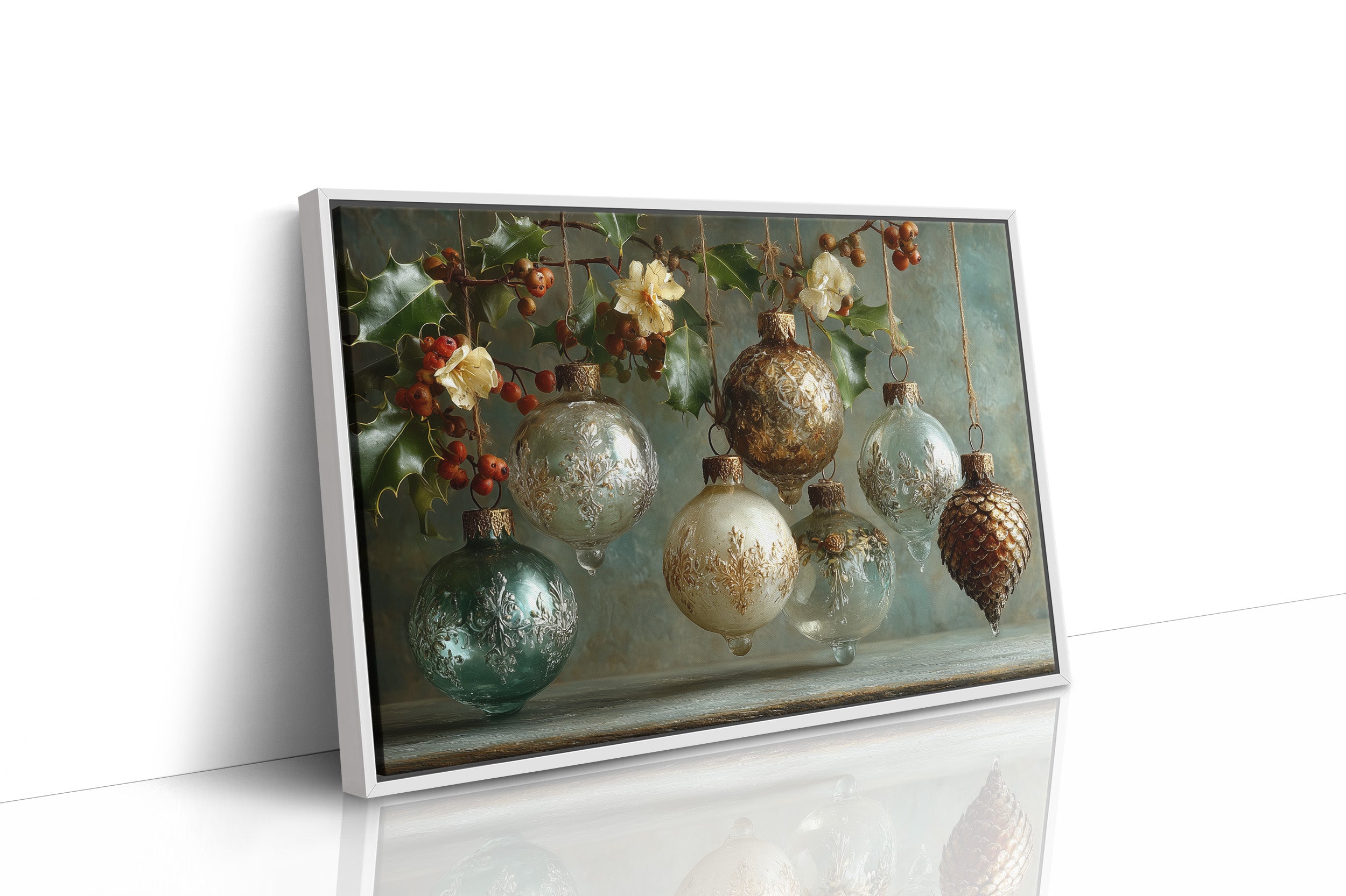 Etched Glass Ornaments and Pinecone