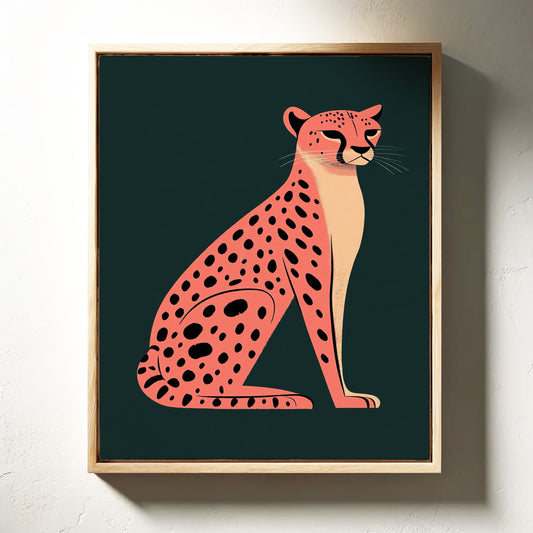 Pop Art Cheetah in Coral