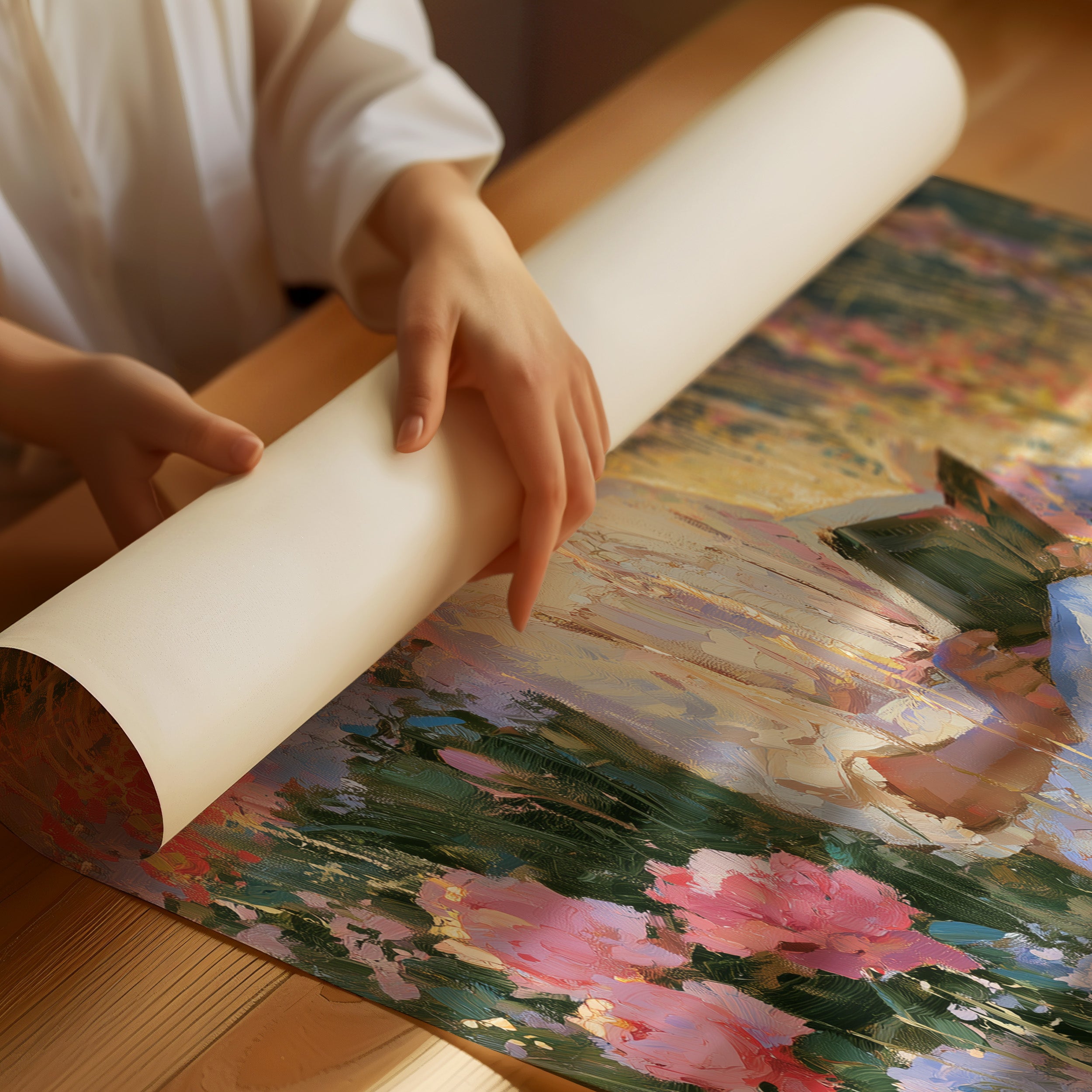 Reading Girl In Sunlit Garden