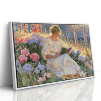 Reading Among Hollyhocks