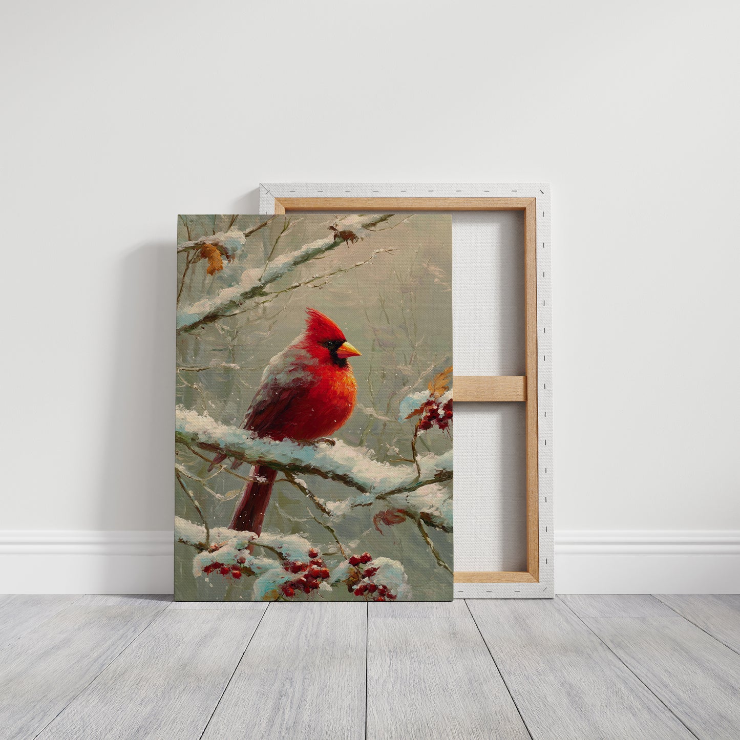 Crimson Among Frosted Branches
