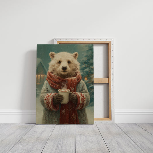 Winter Bear Savors Cozy Cocoa Moments