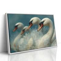A Gathering of Swans in Teal
