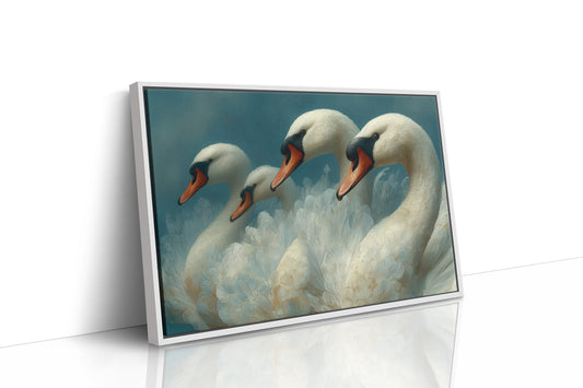 A Gathering of Swans in Teal