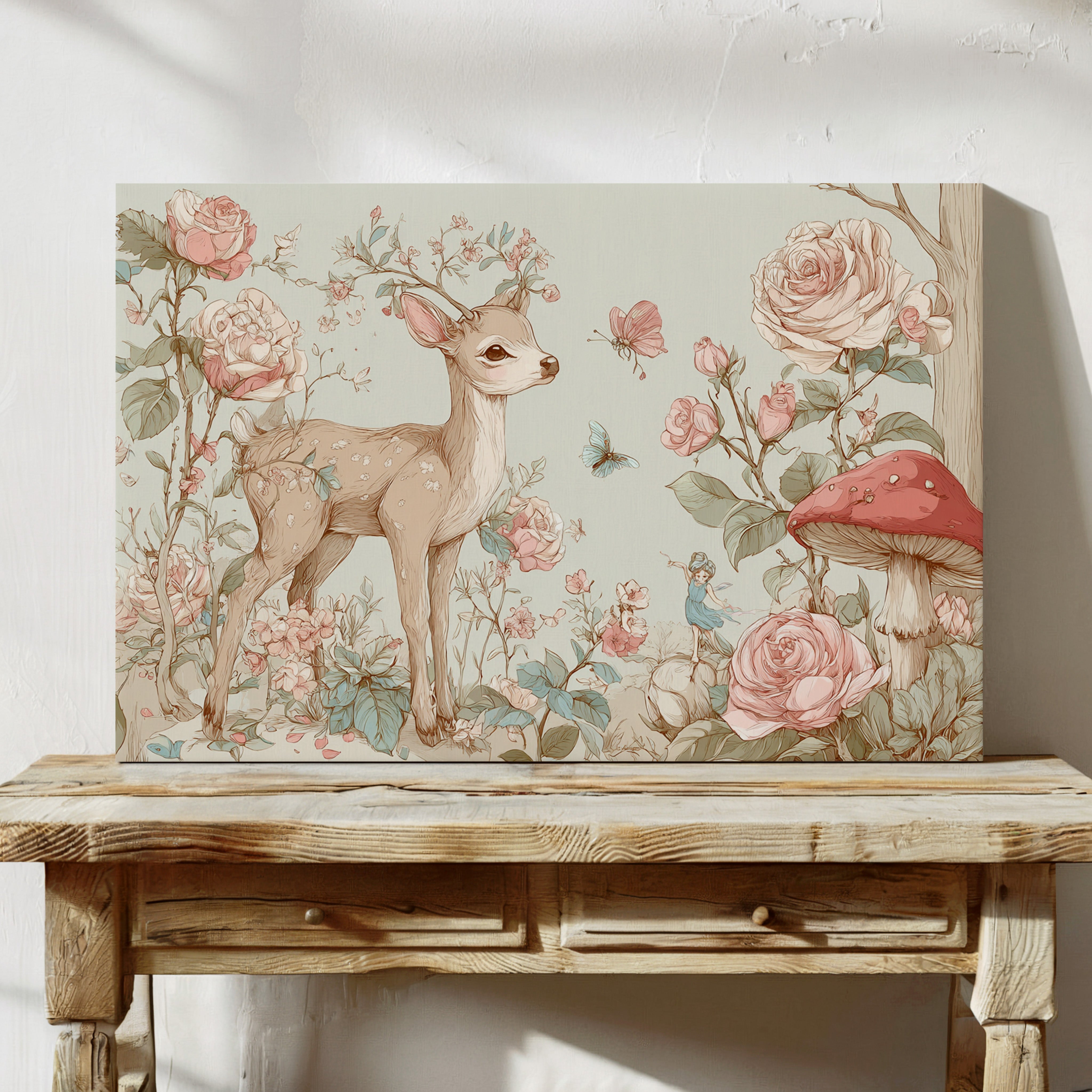 Fawn Dances Through Rose Garden Magic
