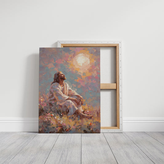 Sunlit Prayer On Hillside Canvas