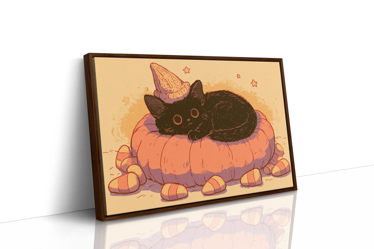 Sleepy Witch Kitten Pumpkin Nap