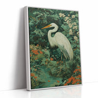 White Heron Among Garden Secrets