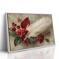White Feather Among Winter Berries