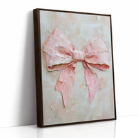 Soft Pink Bow – Romantic Textured Palette Knife Wall Art