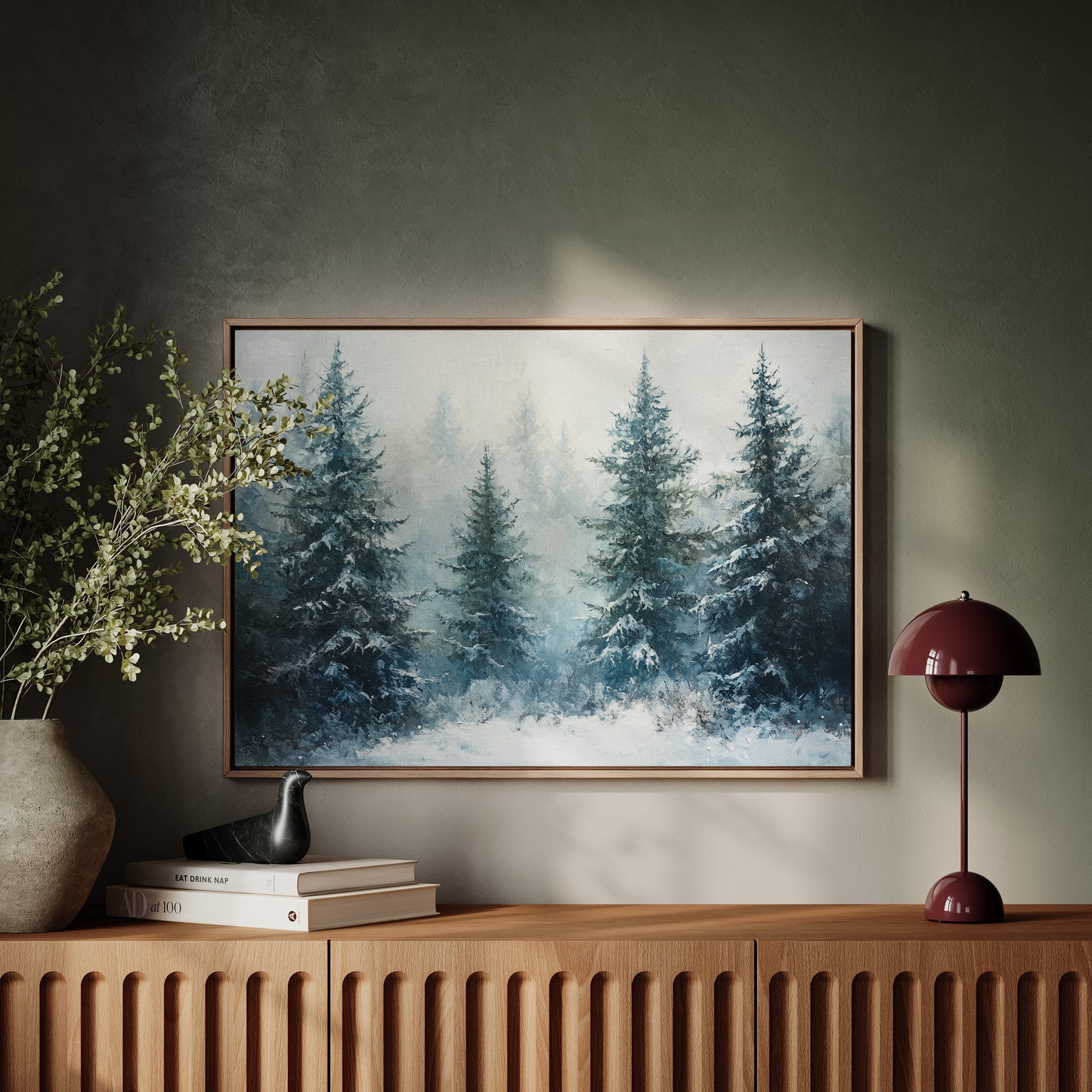 Silent Snow Settles Among Evergreens