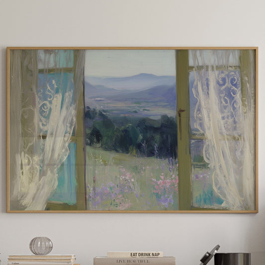 Wildflowers Dance Beyond Lace Windows