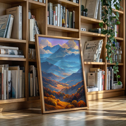 Autumn Light Cascades Through Mountains