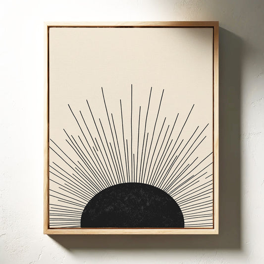 Minimal Black Sunburst Rising
