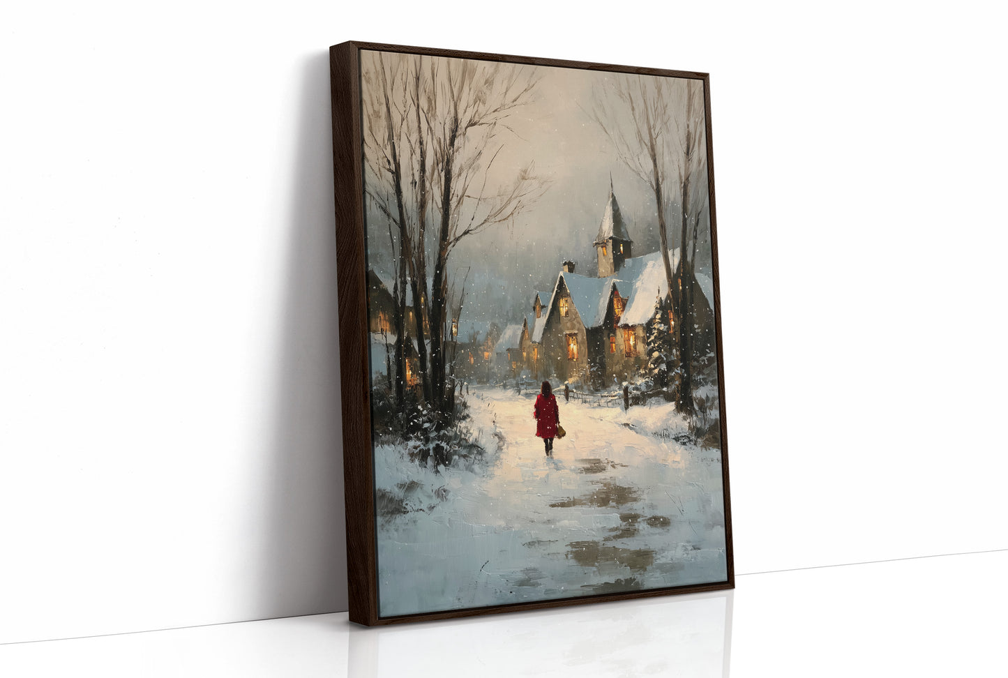 A Red Coat in Falling Snow