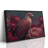 Crimson Eagle Among the Peonies