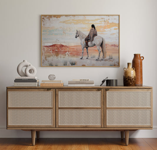 Desert Watcher on White Horse