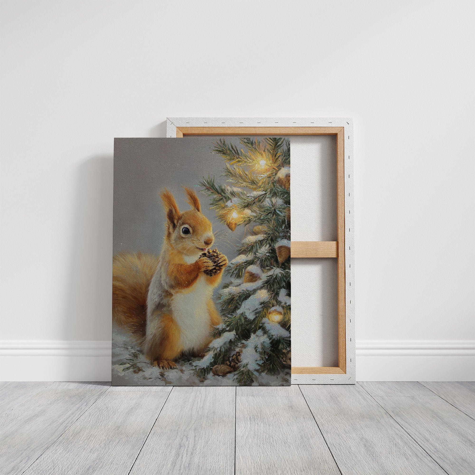 Winter Squirrel Finds Pine Cone Magic