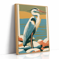 Great Blue Heron in Retro Print