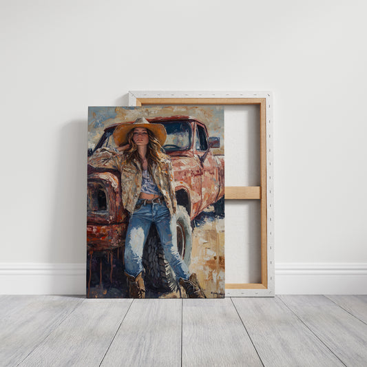 Rebel Cowgirl by the Rusted Pickup