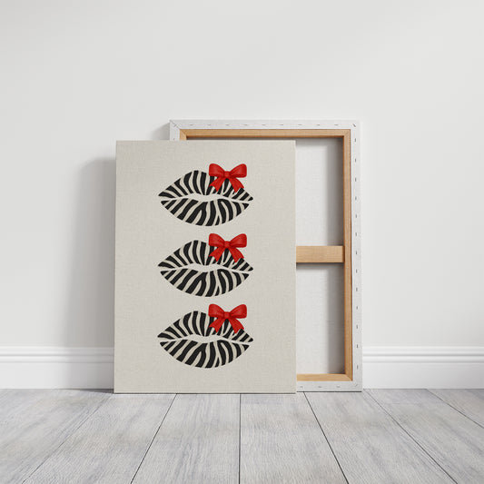 Zebra Kisses Adorned with Crimson Bows