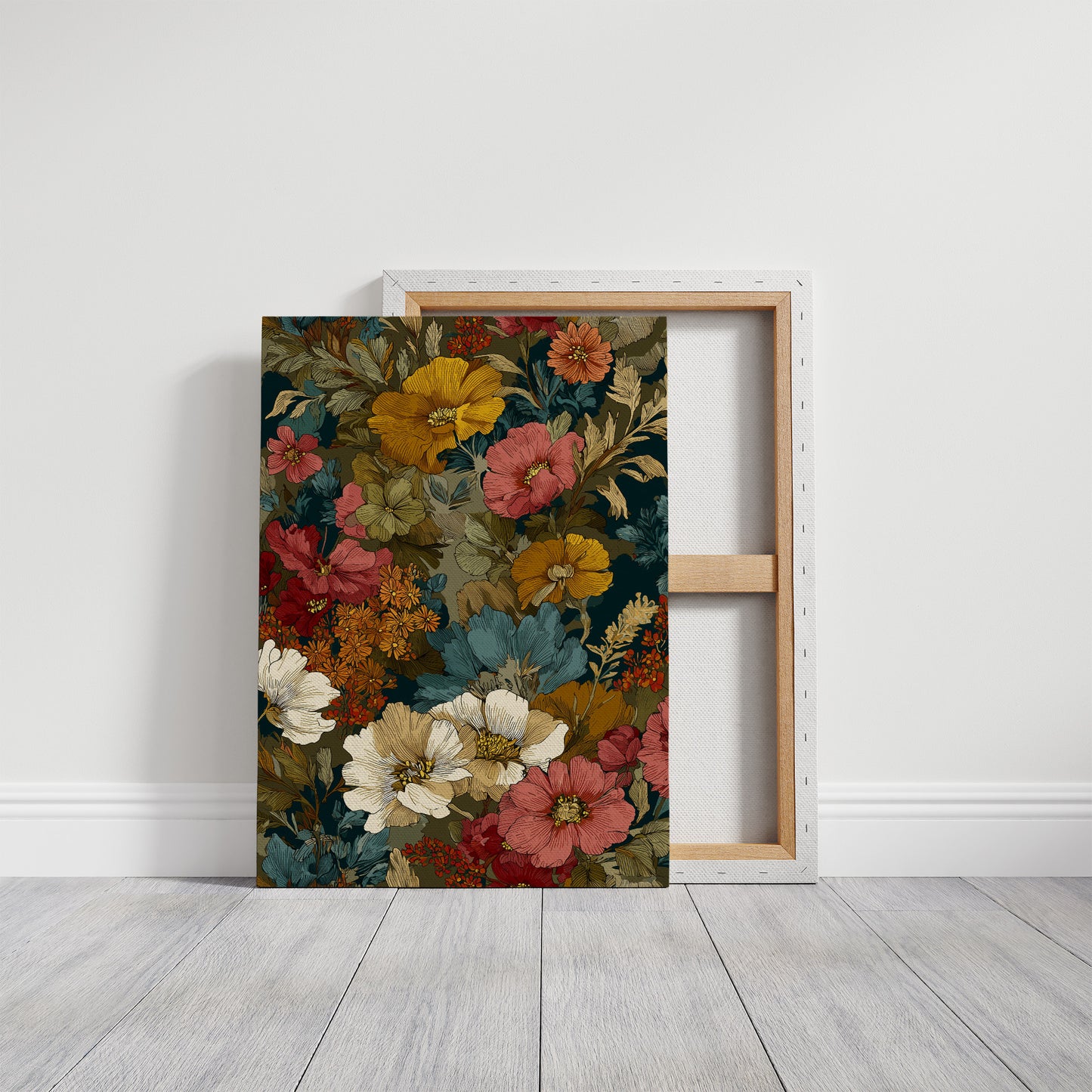 Golden Blooms Against Deep Teal