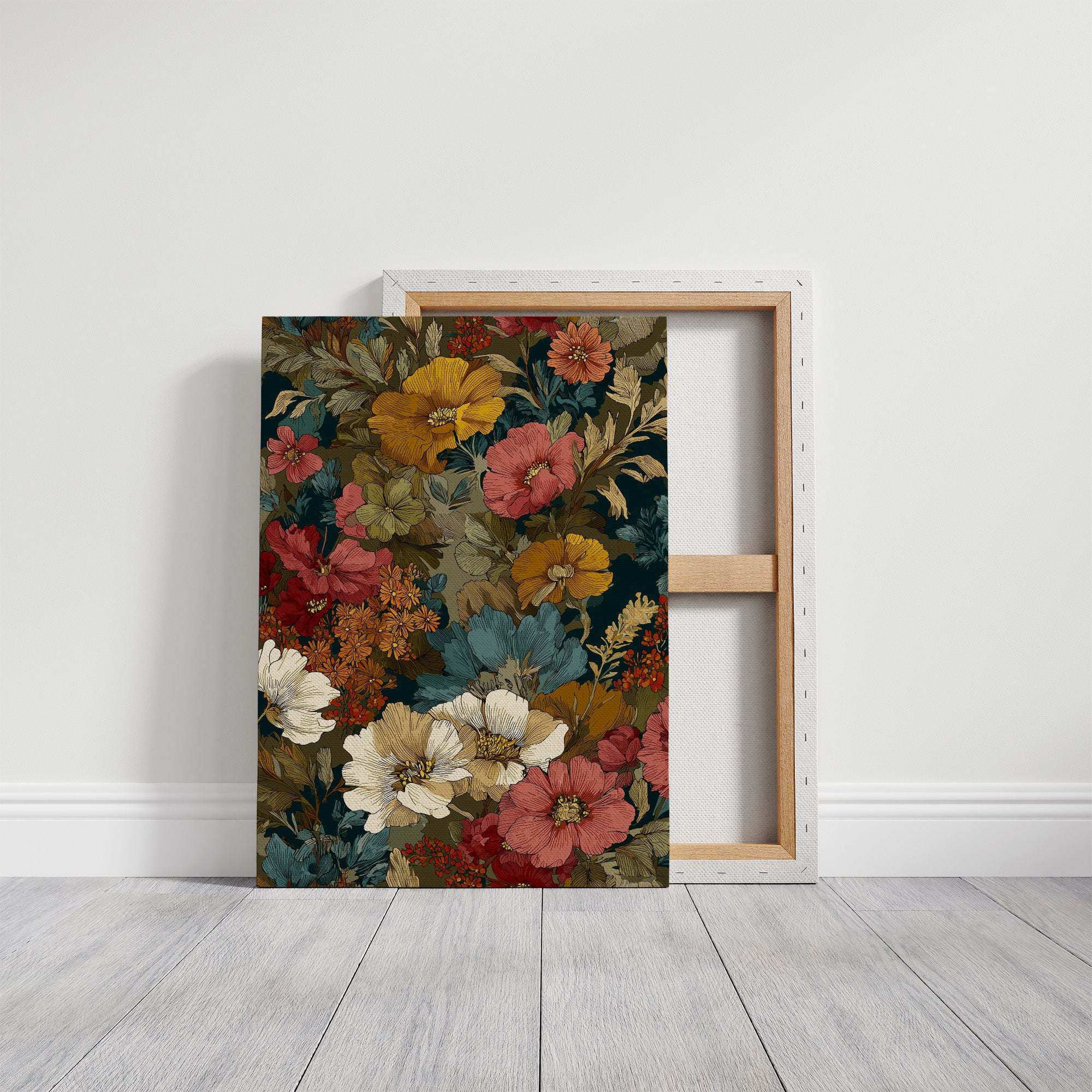 Golden Blooms Against Deep Teal
