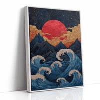 Red Moon Rises Over Stormy Peaks